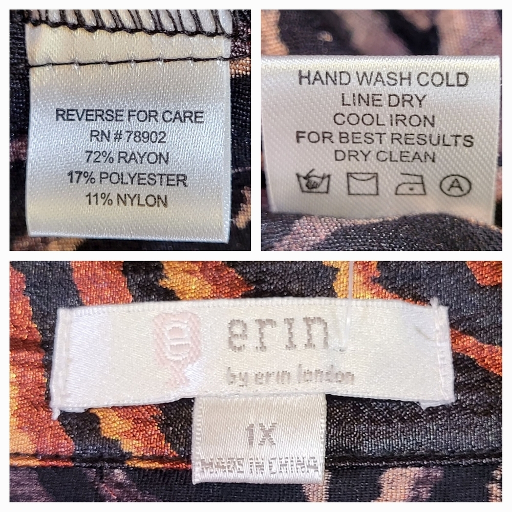 ERIN Metallic Brown & Black Tiger Print Button-up Blouse - Size 1X (NWT) - Picture 5 of 7